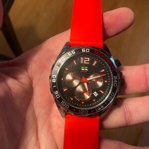 New Red Tachymeter Watch with Black Dial
